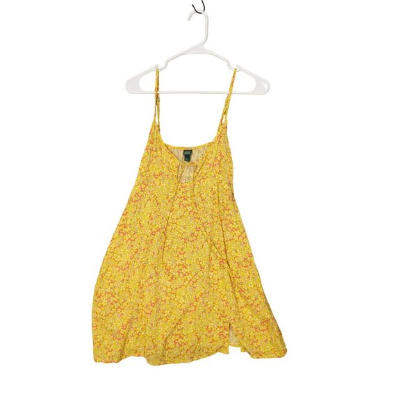 WILD FABLE Womens Dress Large Yellow Floral Tie-Front Fit & Flare Woven Slits‎ - Picture 1 of 11